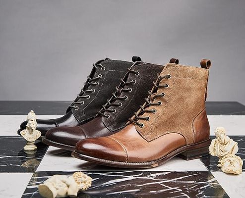 Duurzame mode kleurrijke winterleer mannen militaire stijl laarzen waterdicht
