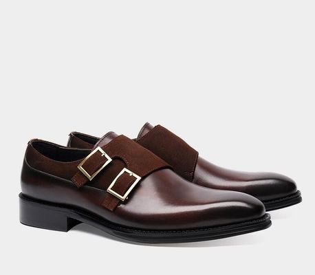 Ademloze herenschoenen, slijtvast, met de hand gemaakt, met dubbele riem