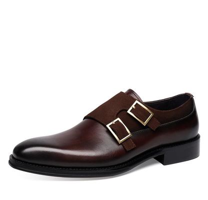 Ademloze herenschoenen, slijtvast, met de hand gemaakt, met dubbele riem