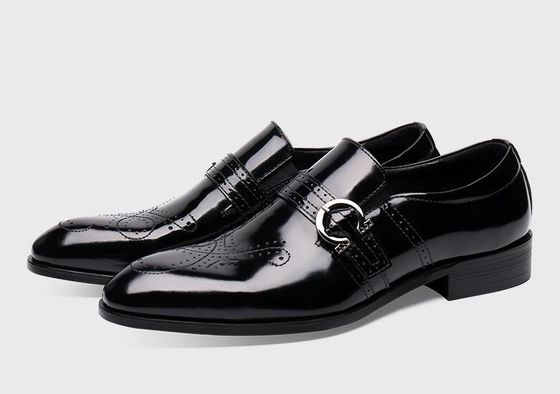 Comfortabele handgemaakte mannenjurk schoenen Zwarte Italiaanse monnik riem Mensen schoenen
