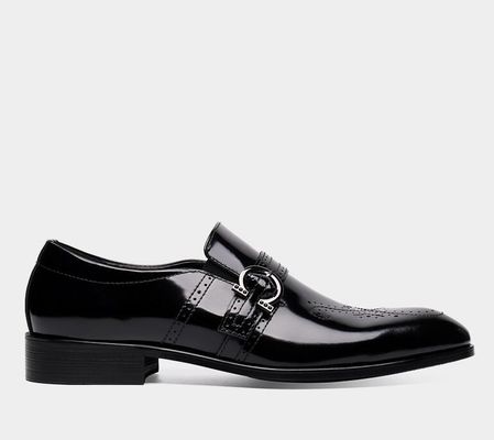 Comfortabele handgemaakte mannenjurk schoenen Zwarte Italiaanse monnik riem Mensen schoenen