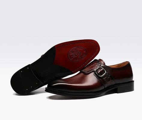 Luxe Mens Monk Strap Schoenen / Pure Echte Lederschoenen Italiaanse Stijl Loafer Voor Mannen
