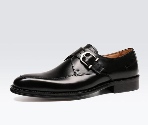 ODM Oxford Echte Lederschoenen / Luxe Mens Monk Strap Schoenen Met 3cm Hak