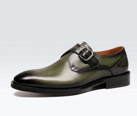 Oxford Leather Mens Buckle Dress Shoes groen / zwart Gentleman Dress Shoes