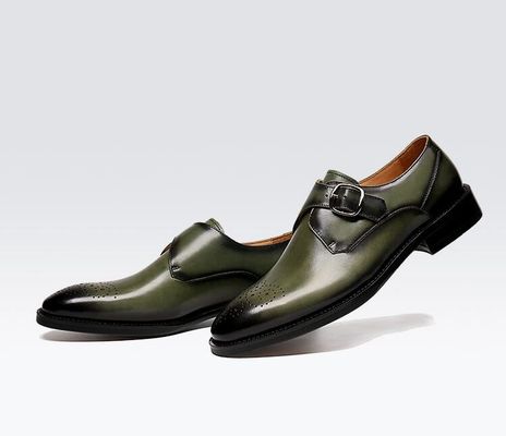 Oxford Leather Mens Buckle Dress Shoes groen / zwart Gentleman Dress Shoes