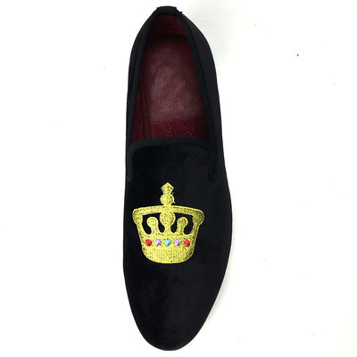 Luxe zwarte mannen fluweelloafers met ronde tenen ademend voor feest / avond