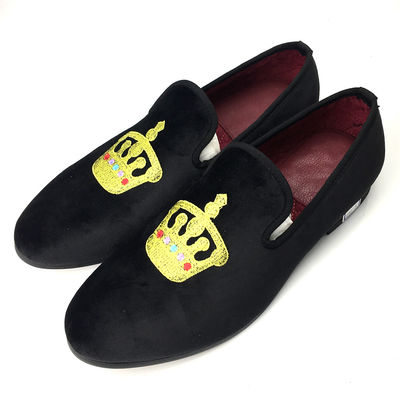 Luxe zwarte mannen fluweelloafers met ronde tenen ademend voor feest / avond