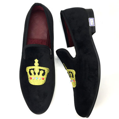 Luxe zwarte mannen fluweelloafers met ronde tenen ademend voor feest / avond
