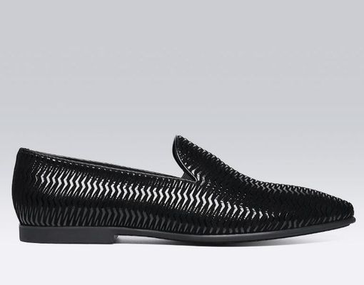 Bruine Italiaanse lederloafers Mensen Geweven lederloafers met golfpatroon