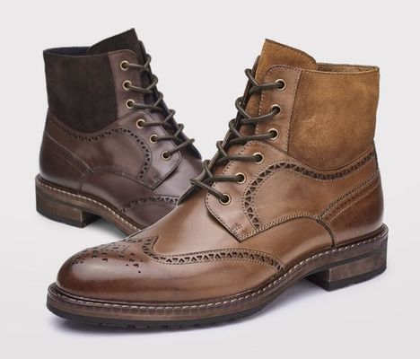 Comfortabele mannen Brogue bruine laarzen up mannen lederen half laarzen
