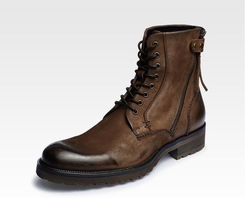 Lace Up Mens Ankle Boots Wear Resistant Casual Mens Leer Cowboy Boots