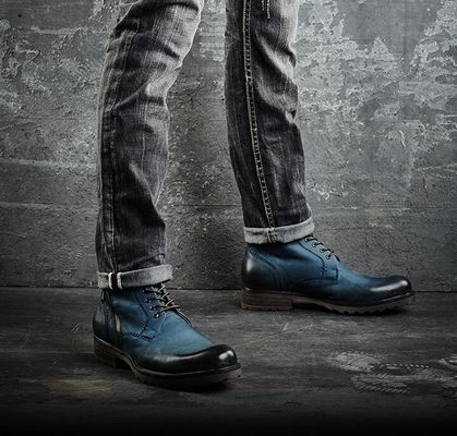 Lace Up Mens Ankle Boots Wear Resistant Casual Mens Leer Cowboy Boots