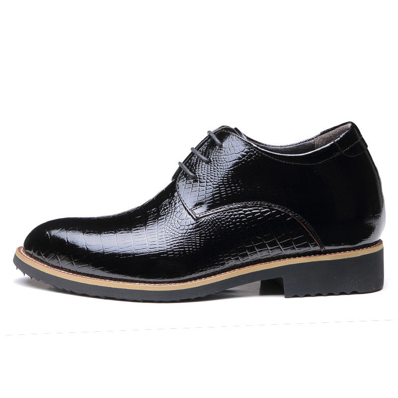 Stealth Increase 6cm Lift Men Schoenen Echt Lederen Zwart Speld Up Dress Schoenen