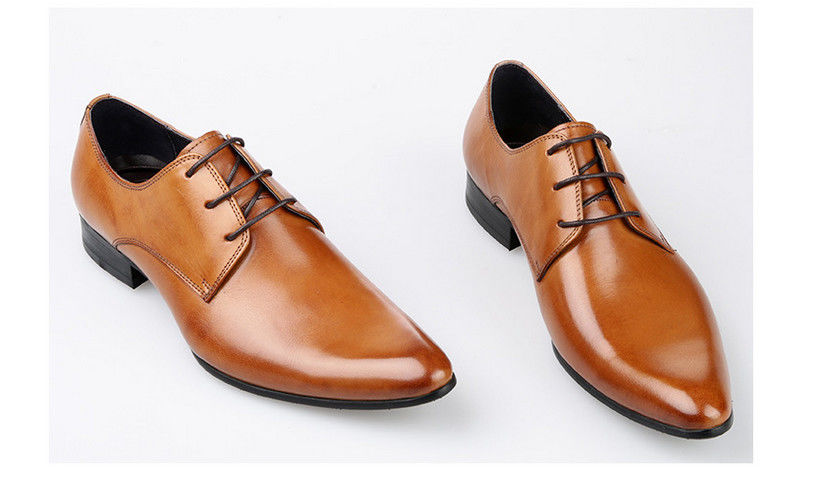 Spitste tenen Bruidsjurk voor mannen Schoenen Gele kanten Handgemaakte Oxford schoenen
