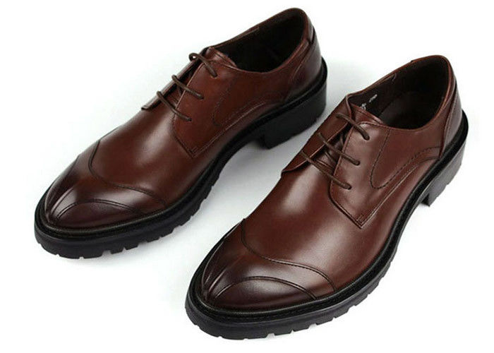 Alle logo Mensen Lederen jurk schoenen met hechtingen Brittannië Stijlen Bruine Lederen jurk schoenen