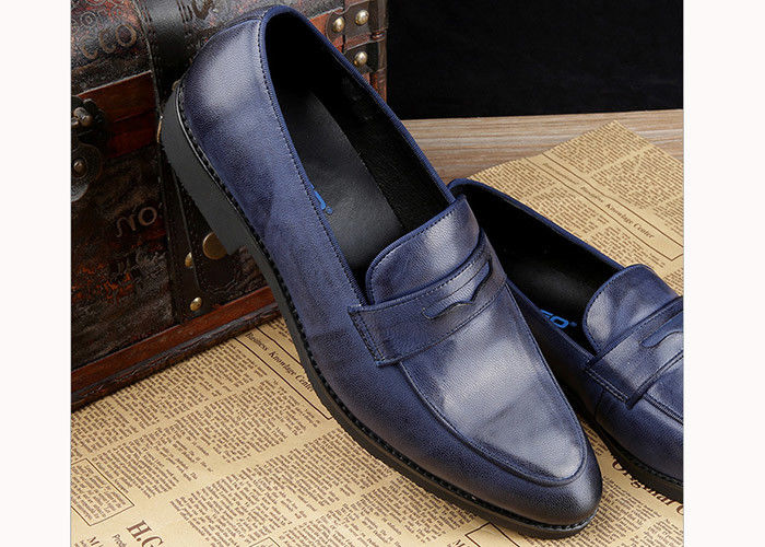 Luxe Mensen Lederen Casual Schoenen Oxford Mensen Blauwe Brogue Schoenen Voor Feest / Bruiloft