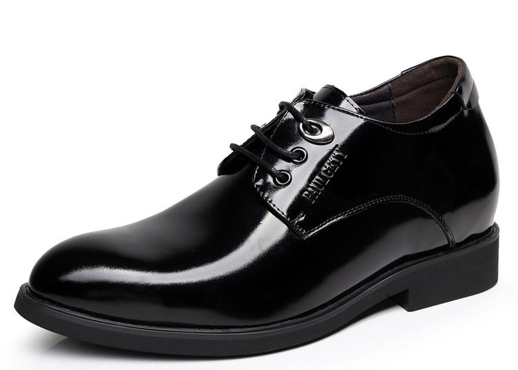 Zwarte Oxford Lace Up Lift Mensen Schoenen Solid Slip - Op Branded Dress Schoenen Voor Mannen