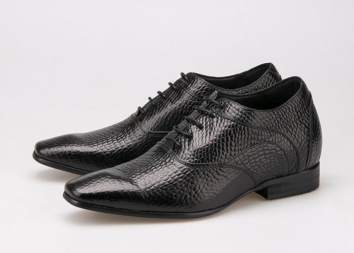 7 cm hoogte stijgende lift schoenen, scherpe teen zwart patent leer Oxford schoenen