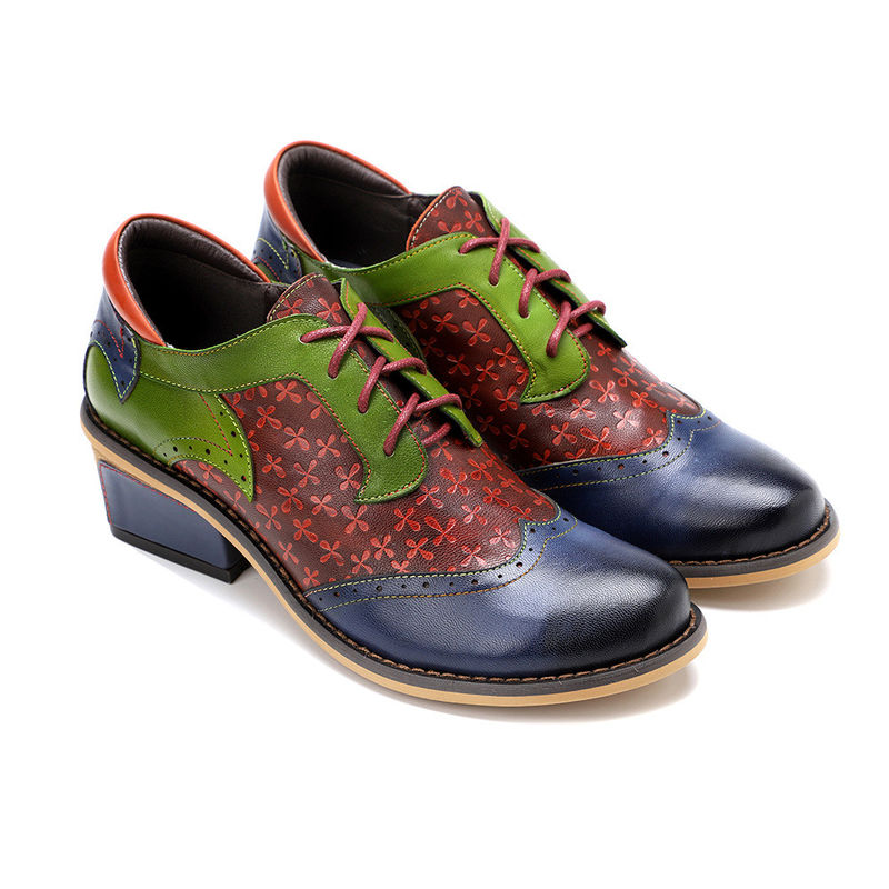 Handgemaakte Brogue Oxford schoenen Dames Lace Up Dress Schoenen 36-42 maat
