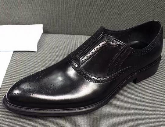 Broguing Pointe - End Slip On Men's Formal Dress Shoes / Work Sculpting Dress Shoes