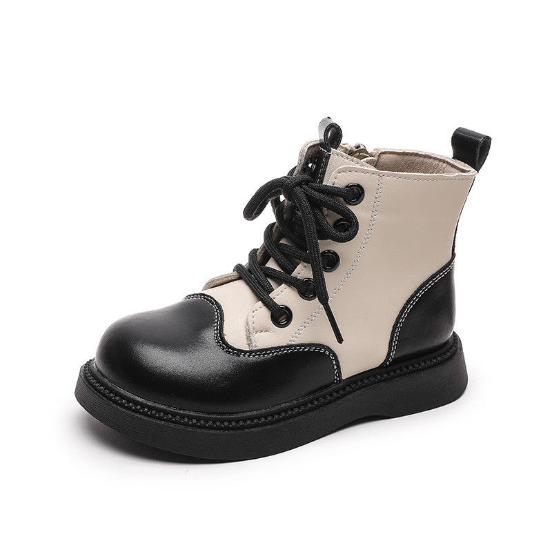 Duurzame schoenen van leer voor jongens, ronde teen en veters voor extra comfort