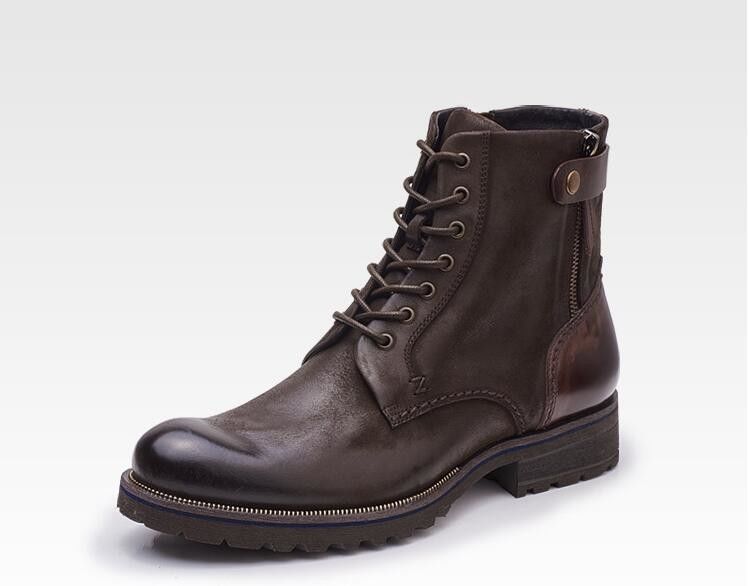 Normale maat Mens Bruine Chelsea laarzen Full Grain Leather High Top Casual schoenen