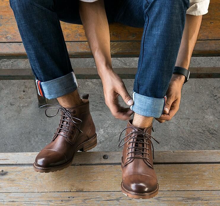 Ronde tenen lift mannen schoenen ademend Echt leer Casual schoenen voor de winter