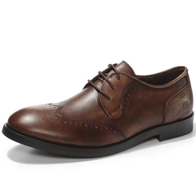 Full Grain Leather Mens Dress Shoes, Lace Up Pointed Toe Mens Casual Oxford Schoen