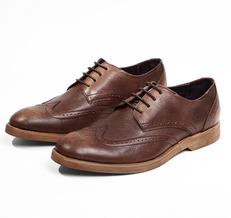 Comfortabele Derby Mensen Lederen Casual Schoenen, Ademhalende Zachte Zool Schoenen Voor Volwassenen