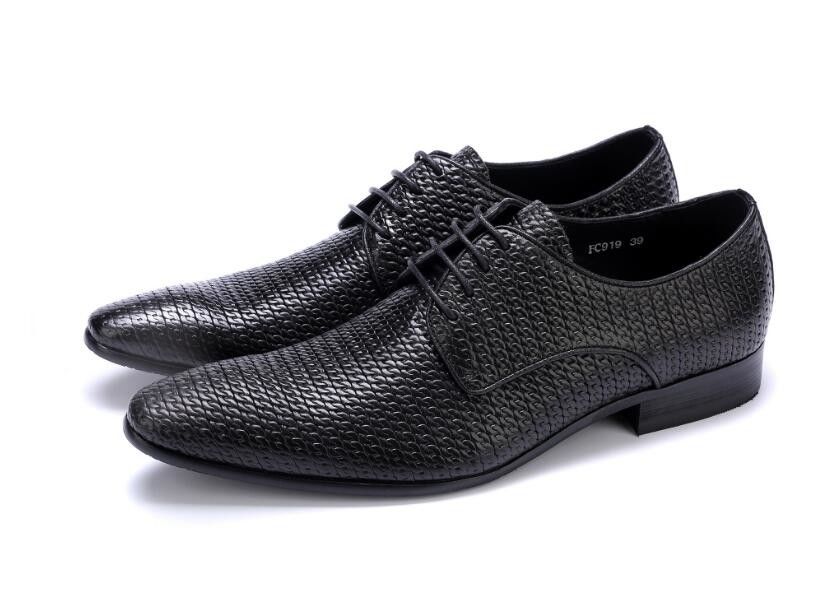 Alle geweven heldere echte mannen leren jurk schoenen, lederen Oxford schoenen voor mannen