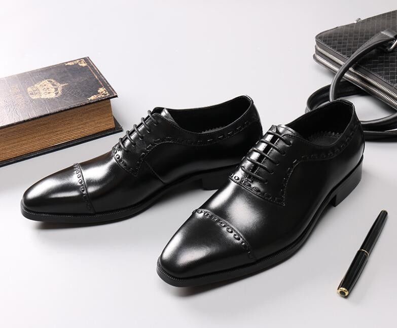 Leder voorjaar / herfst mannen bruidsjurk schoenen mannen mode Goodyear zolen Oxford