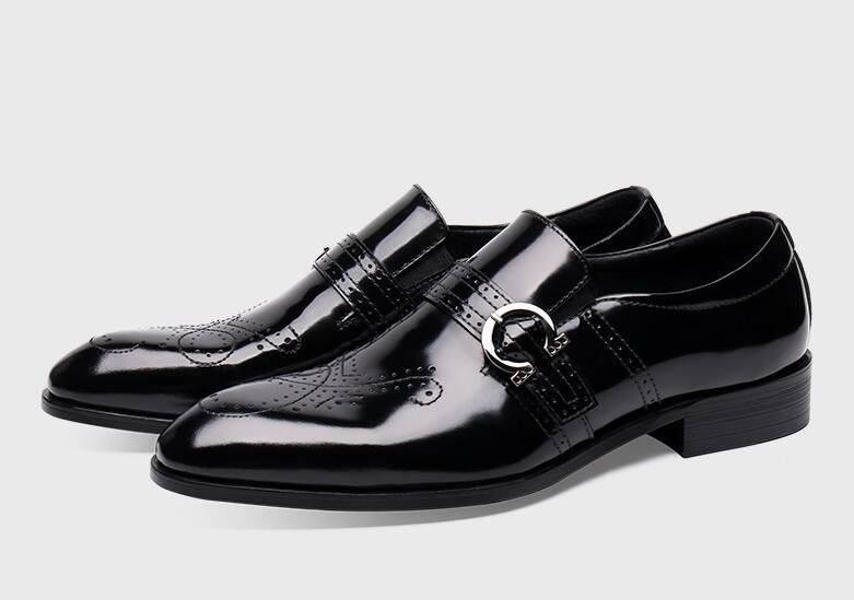 Comfortabele handgemaakte mannenjurk schoenen Zwarte Italiaanse monnik riem Mensen schoenen