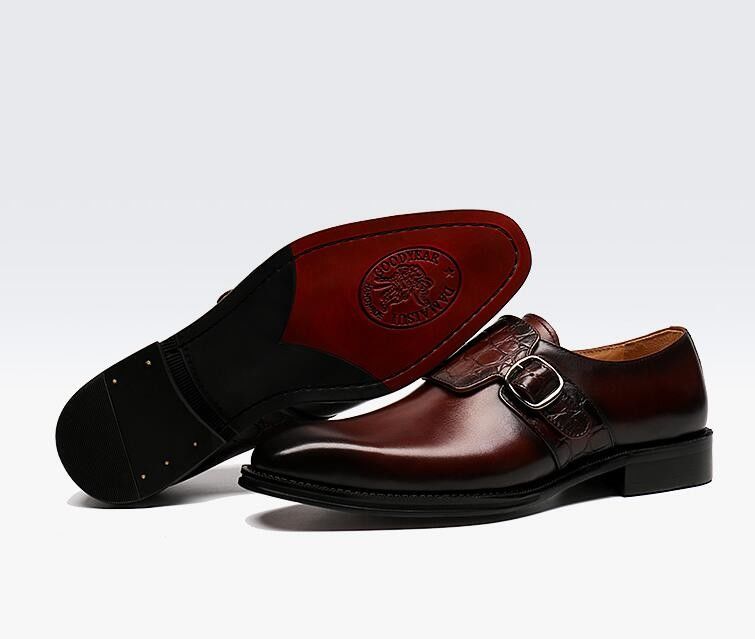 Luxe Mens Monk Strap Schoenen / Pure Echte Lederschoenen Italiaanse Stijl Loafer Voor Mannen