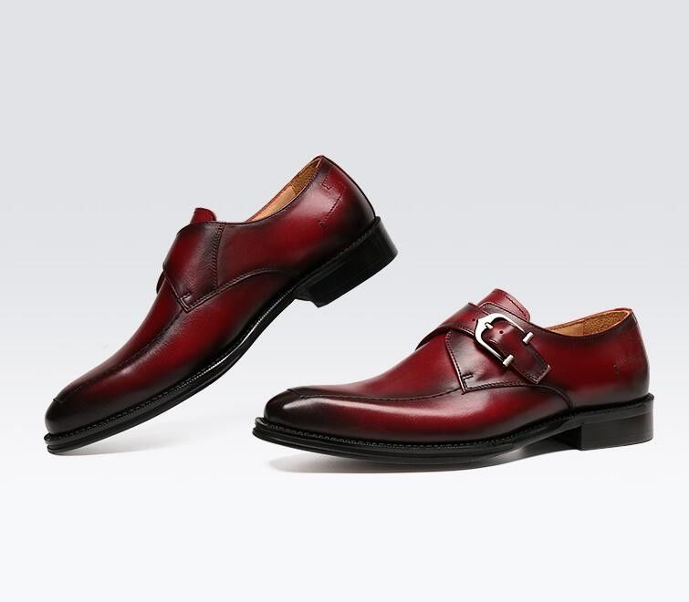 ODM Oxford Echte Lederschoenen / Luxe Mens Monk Strap Schoenen Met 3cm Hak